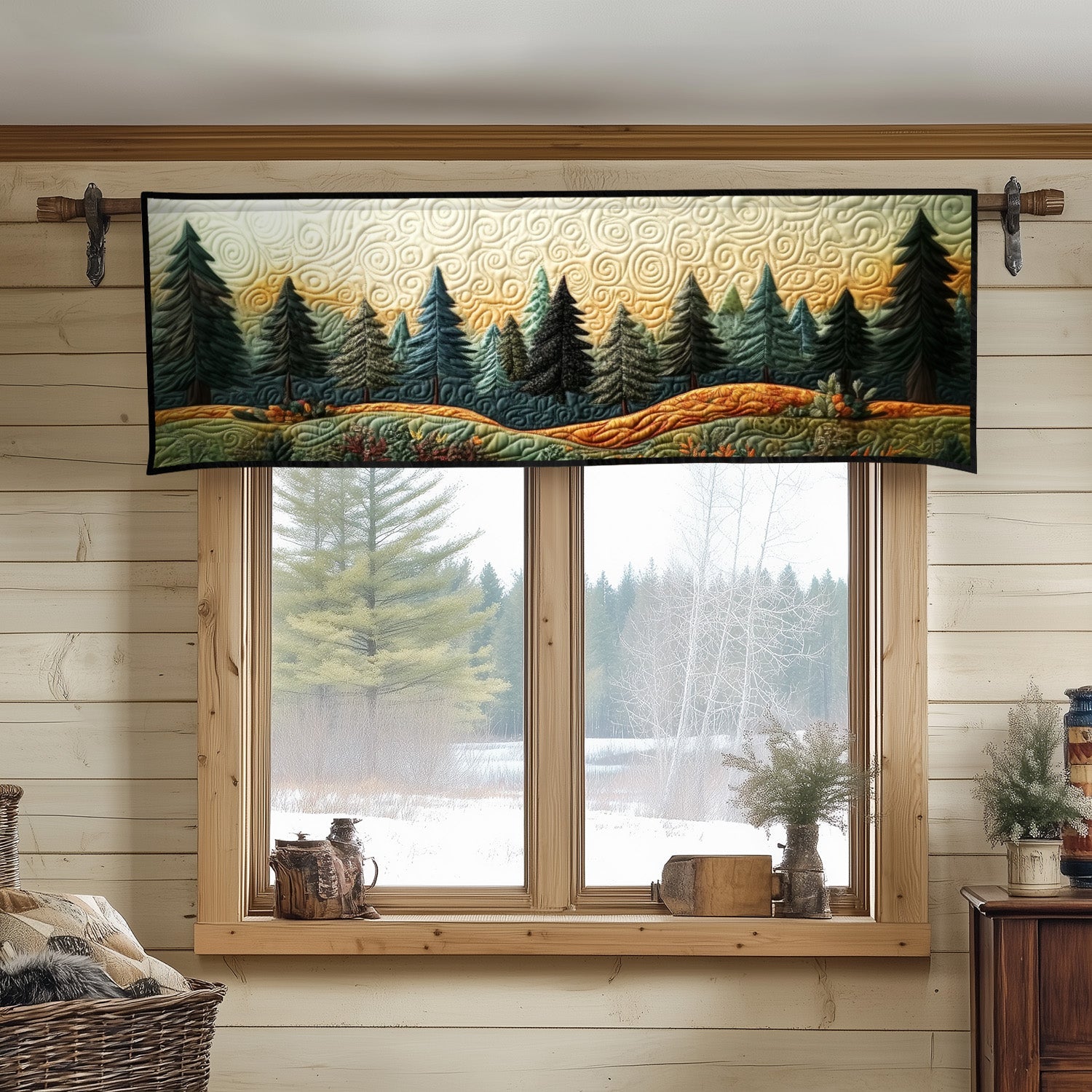 Twilight Woodland Sway Quilted Valance Dining Room Decor Gifts For Forestry Majors