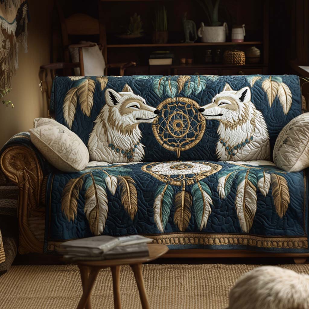 Twin Howl Quilted Sofa Cover Holiday Cabin Gift Idea