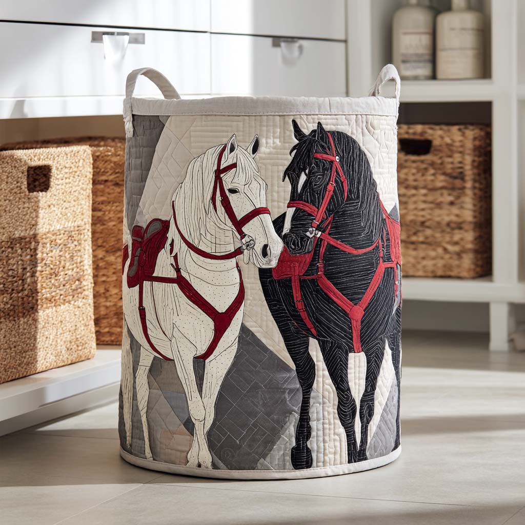 Twin Steed Quilted Laundry Basket Trendy Quilted Laundry Tote for Home and Dorm