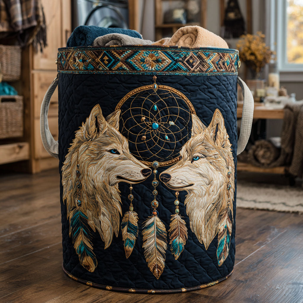Twin Wolves Quilted Laundry Basket Spacious Quilted Laundry Organizer for Everyday Living