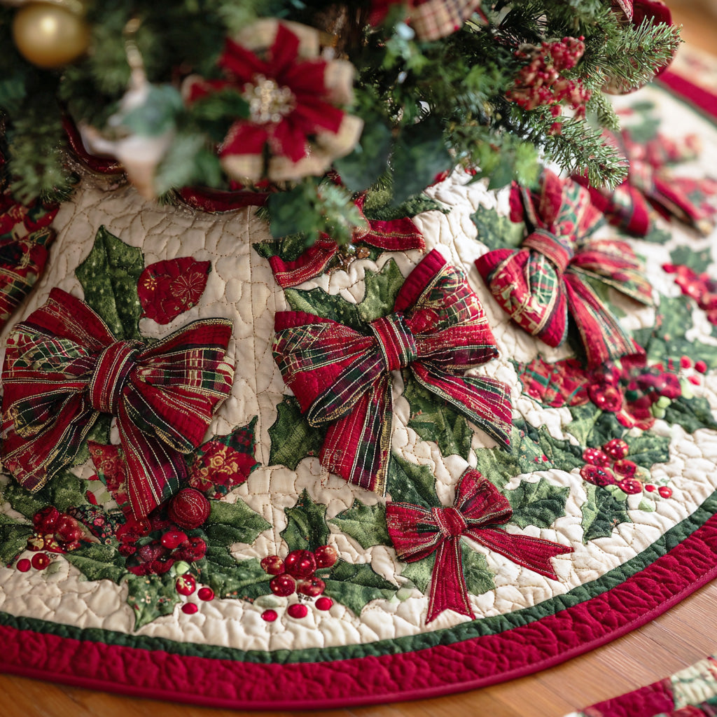 Twinkle Ornament Path Christmas Quilted Tree Skirt Perfect Holiday Gift for Tree Skirt Lovers