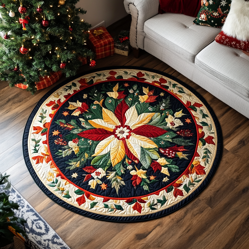 Twinkling Lights Quilted Round Mat Foyer Christmas Decor Ladies Secret Santa Gifts