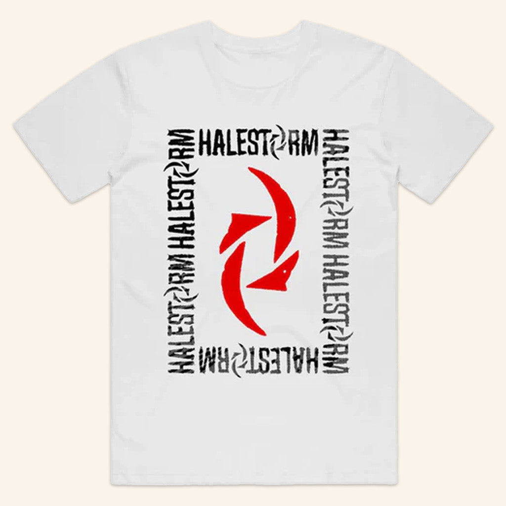 Twisted Thread Merch Halestorm Text Frame White T-Shirt Gifts For Besties