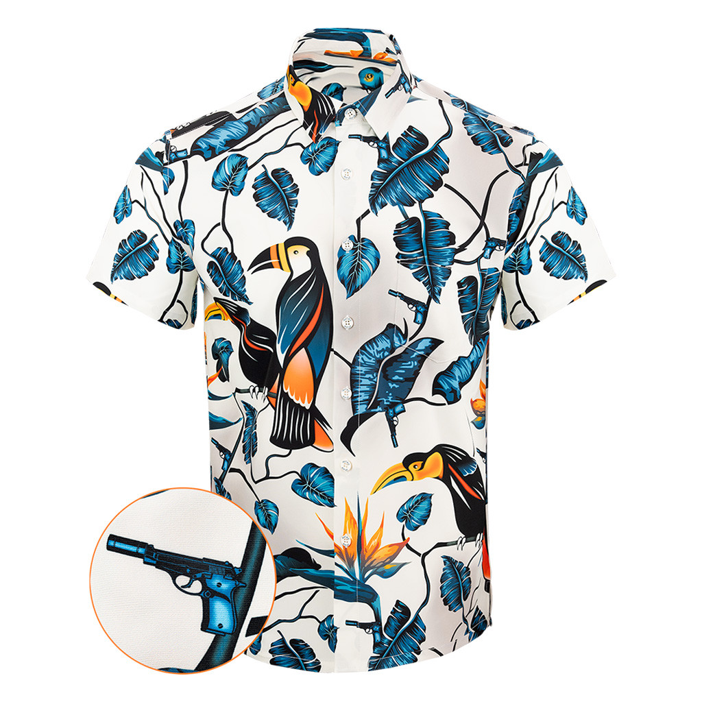 Two-Cans Button Down Shirt Tactical Aloha Print Shirt Best Gifts For Gun Lovers Two-Cans Button Down Shirt Tactical Aloha Print Shirt Best Gifts For Gun Lovers