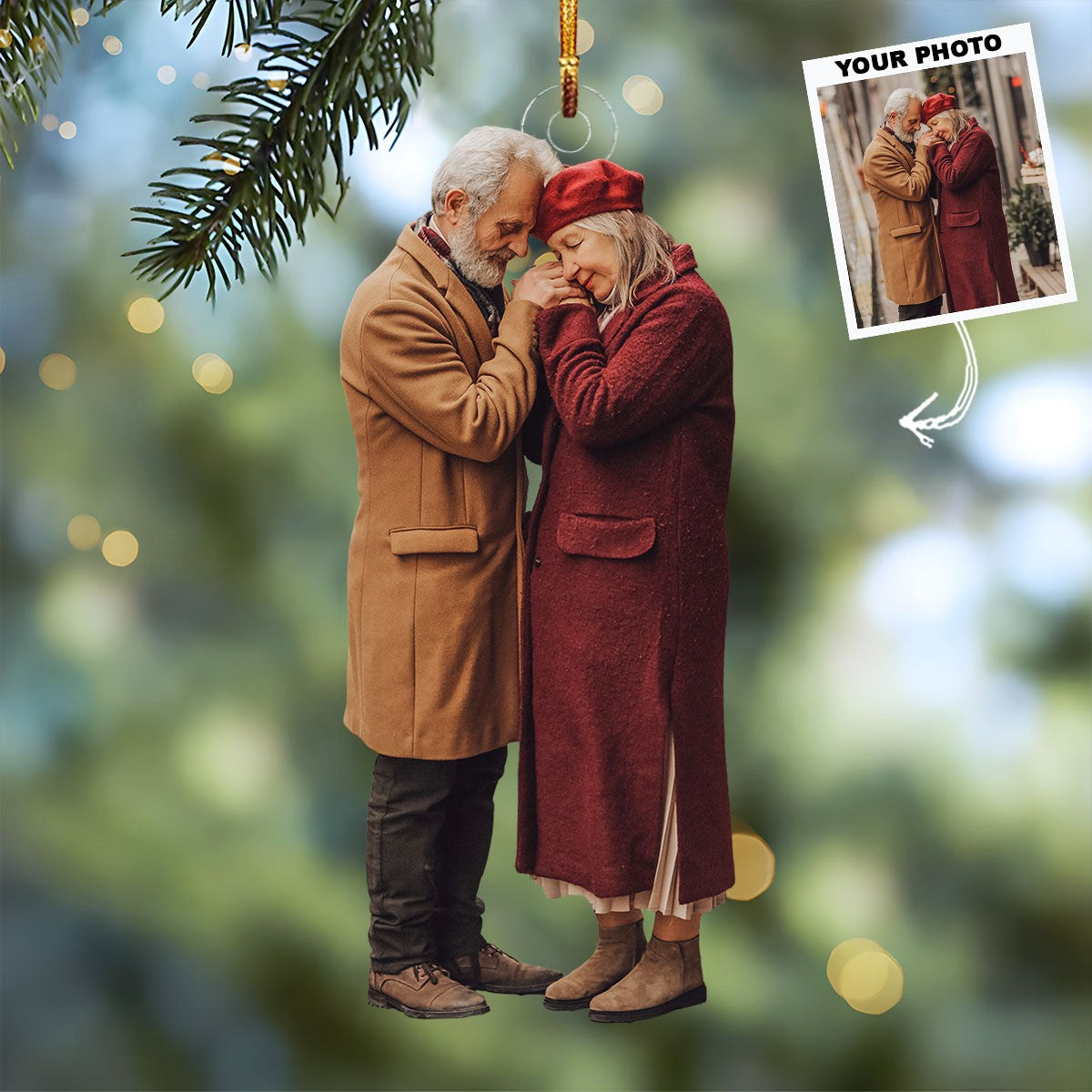 Two Hearts As One Personalized Photo Mica Ornament Gift For Couple Family Members