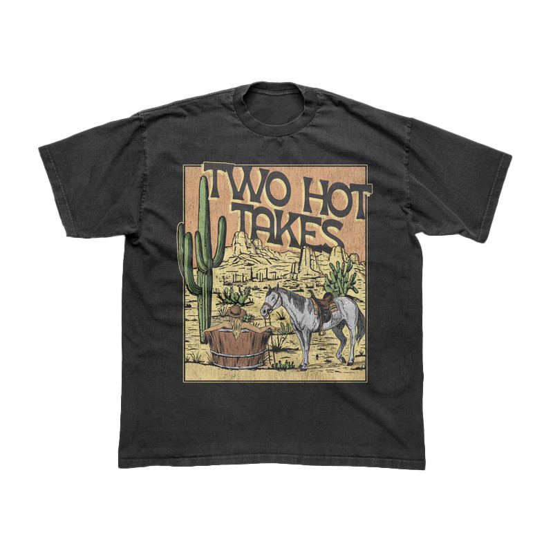 Two Hot Takes Merch Store Desert Horse Black T-Shirt Gifts For Dad