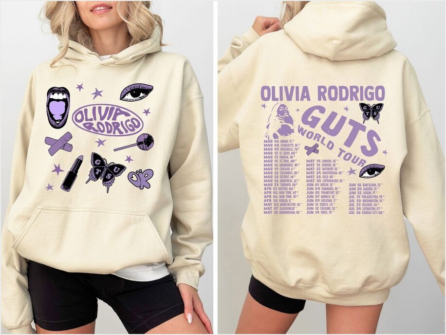Two-Sided Olivia Rodrigo Guts Tour 2024 Hoodie, The Guts World Tour 2024 Hoodie, Olivia Rodrigo Hoodie, Guts Tour 2024 Gifts For Brother