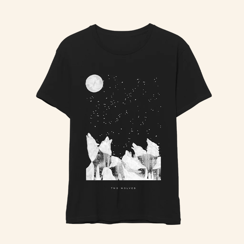 Two Wolves Wine Merch Group Song Logo T-Shirt Birthday Ideas For Husband