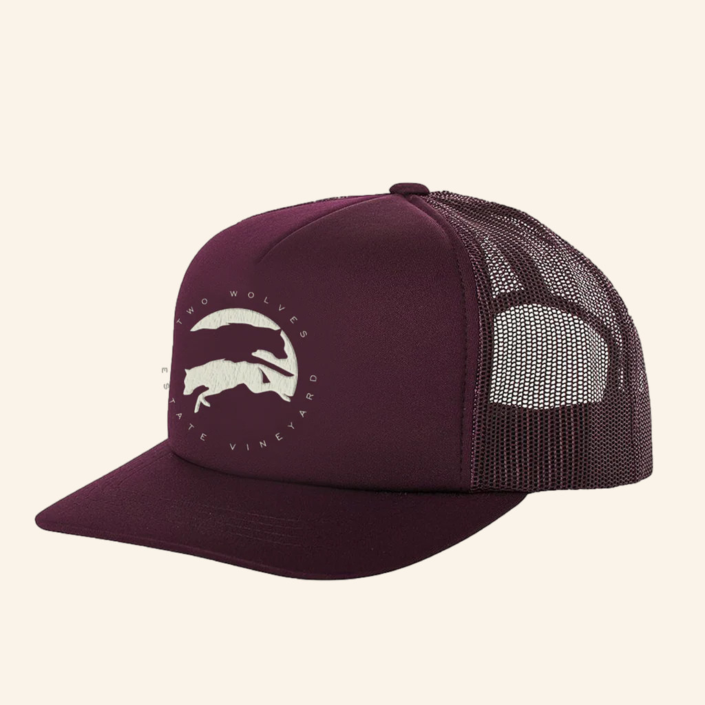 Two Wolves Wine Merch Two Wolves Wine Trucker Hat Gifts For Men