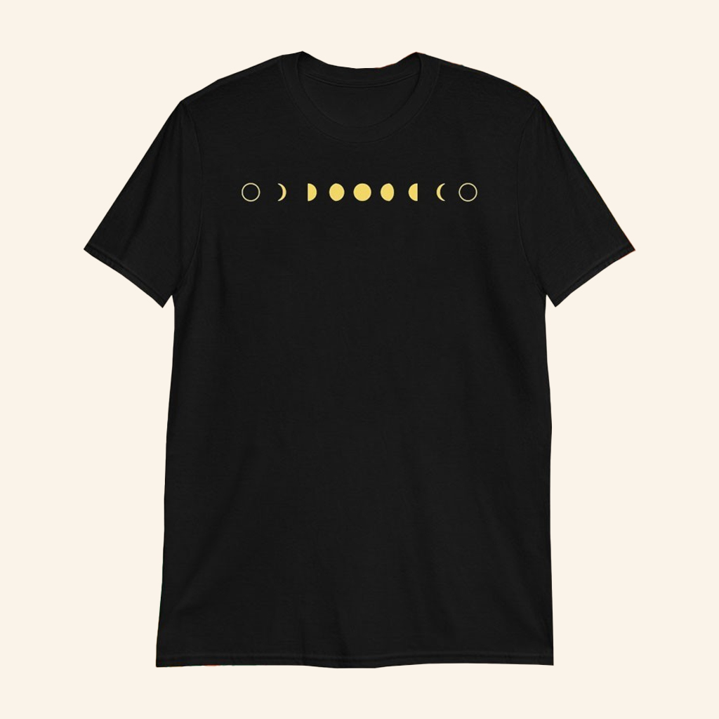 Two Wolves Wine Moon Phase T-shirts