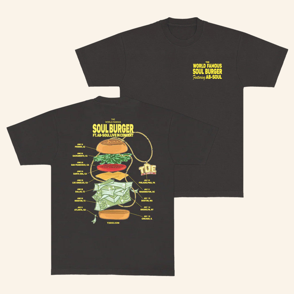 Txdxe Top Dawg Entertainment Merch Soul Burger Tour T-Shirt Black Gifts For Friends Txdxe Top Dawg Entertainment Merch Soul Burger Tour T-Shirt Black Gifts For Friends