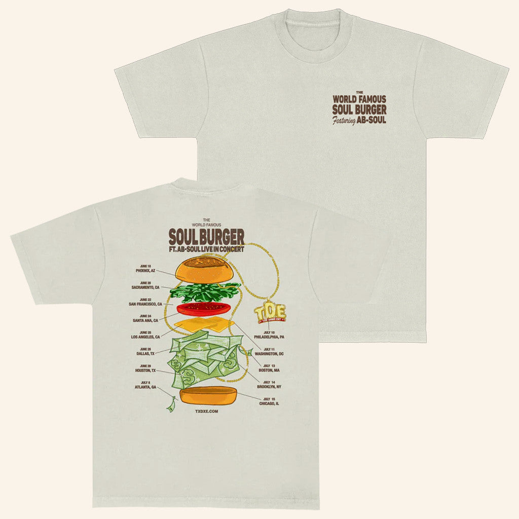 Txdxe Top Dawg Entertainment Merch Soul Burger Tour T-Shirt Of White Gifts For Dudes