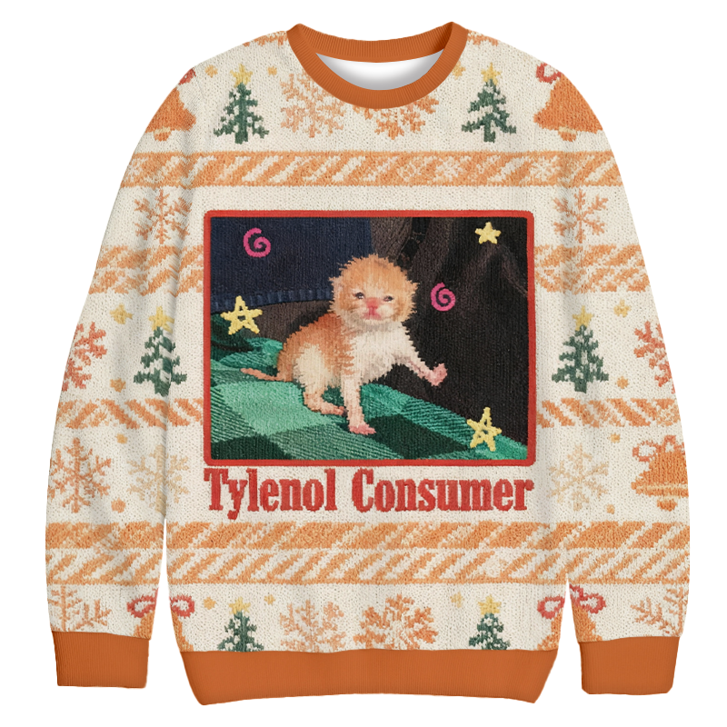 Tylenol Cat Meme Christmas Ugly Sweatshirt Christmas Gift For Friends Tylenol Cat Meme Christmas Ugly Sweatshirt Christmas Gift For Friends