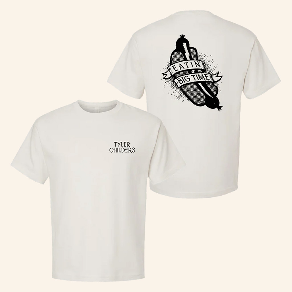 Tyler Childers Merch Eatin Big Time Vintage White T-Shirt Christmas Gifts For Music Lovers