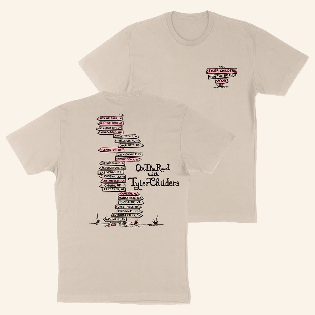 Tyler Childers Merch On The Road Signpost T-Shirt Christmas Gifts For Wife