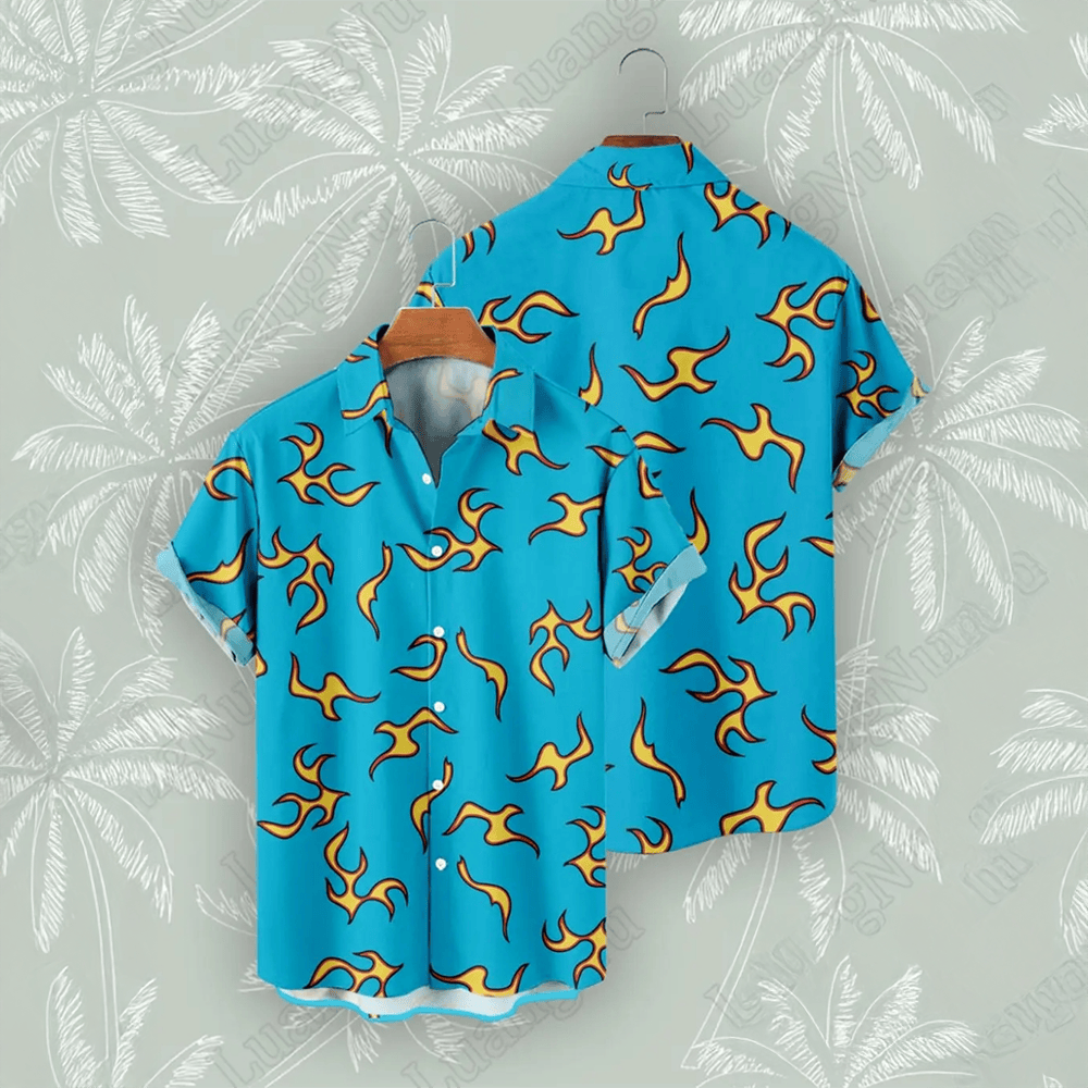 Tyler The Creator Cherry Bomb Hawaiian Golf Wang Flame Pattern Merch Gifts For Golf Dad