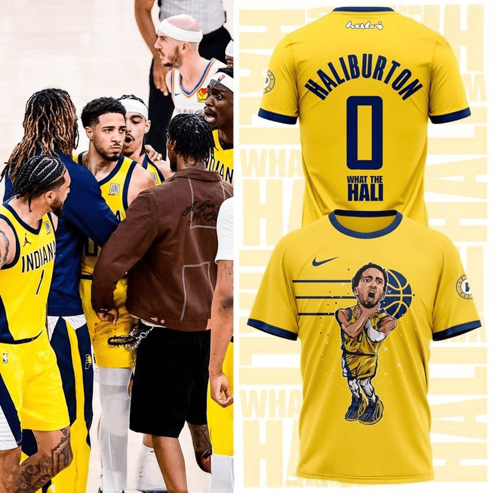 Tyrese Haliburton What the Hali NBA Finals 2025 Yellow T-Shirt Presents For Basketball Fans