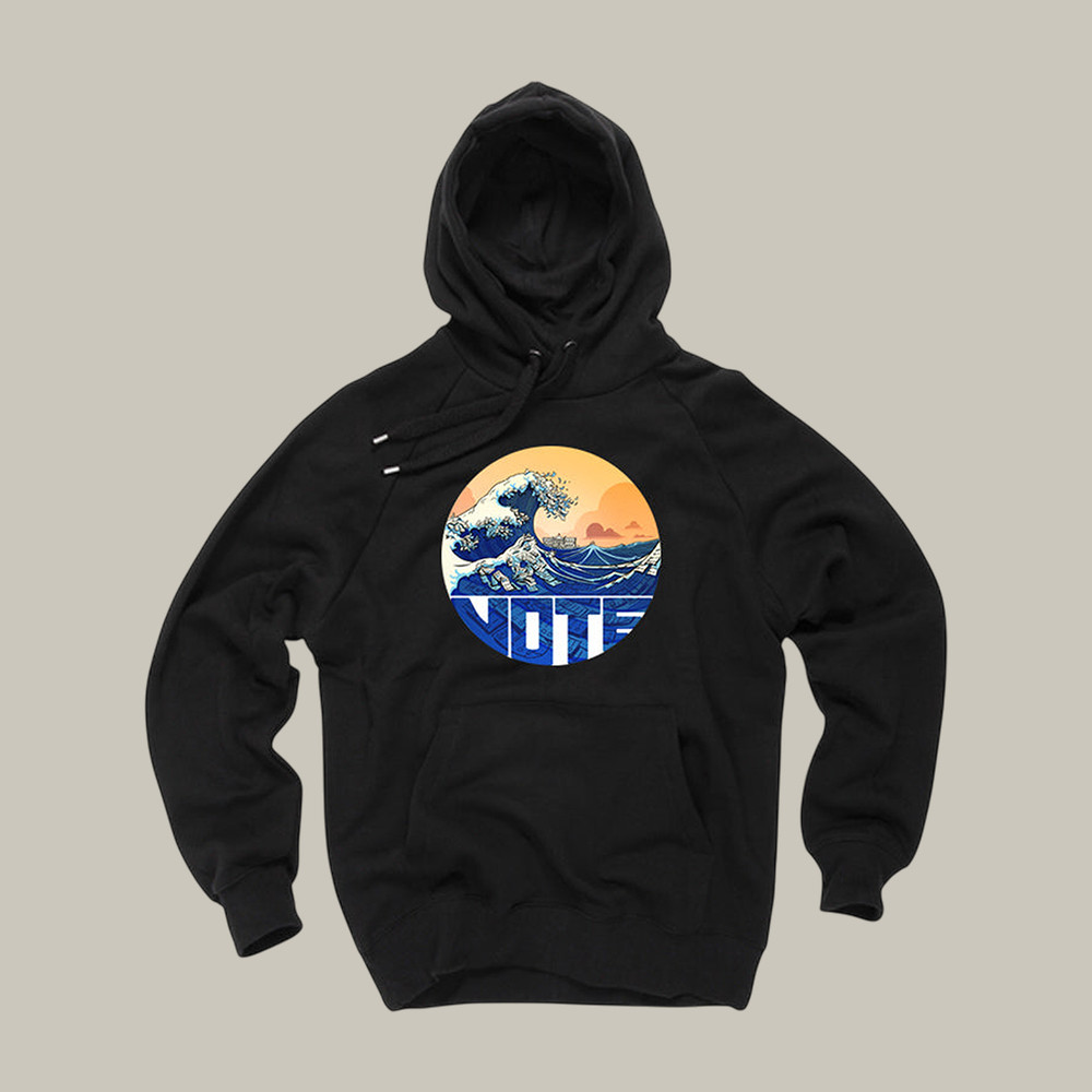 TYT Merch Blue nami Hoodie Japanese Style Tsunami Hoodie Gifts For Husband