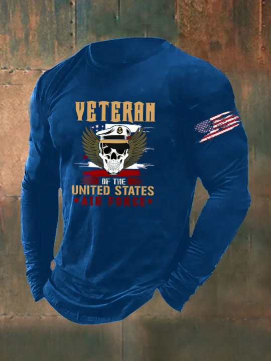 U.S Air Force Veteran Long Sleeve Shirt Captain Skull USAF Merch Best Patriotic Gifts