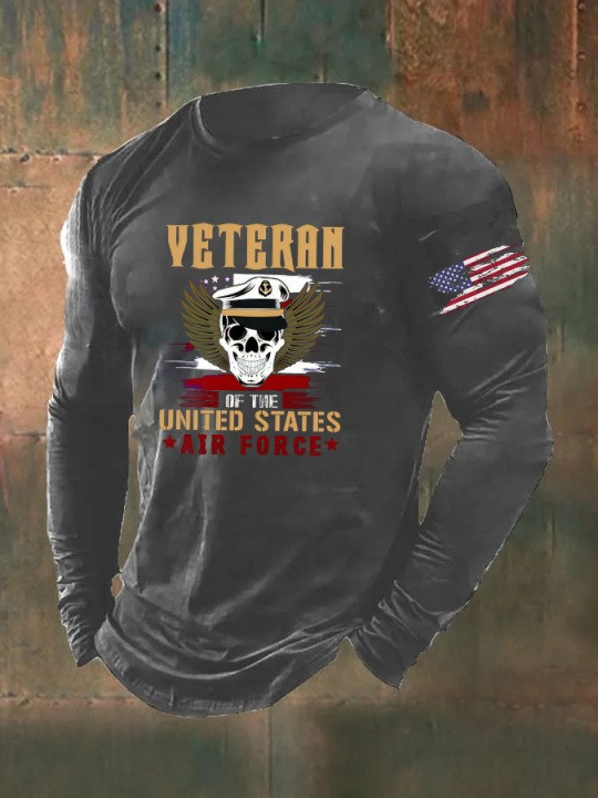 U.S Air Force Veteran Long Sleeve Shirt Captain Skull USAF Merch Best Patriotic Gifts