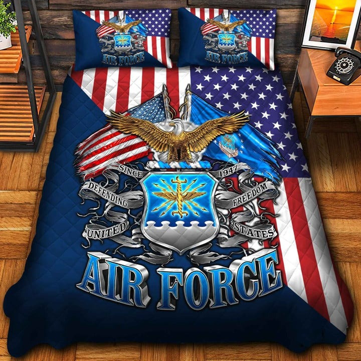 U.S Air Force Veteran Quilted Bedding Set Duvet Cover Bedspread Bedroom Decor Gifts For Wife