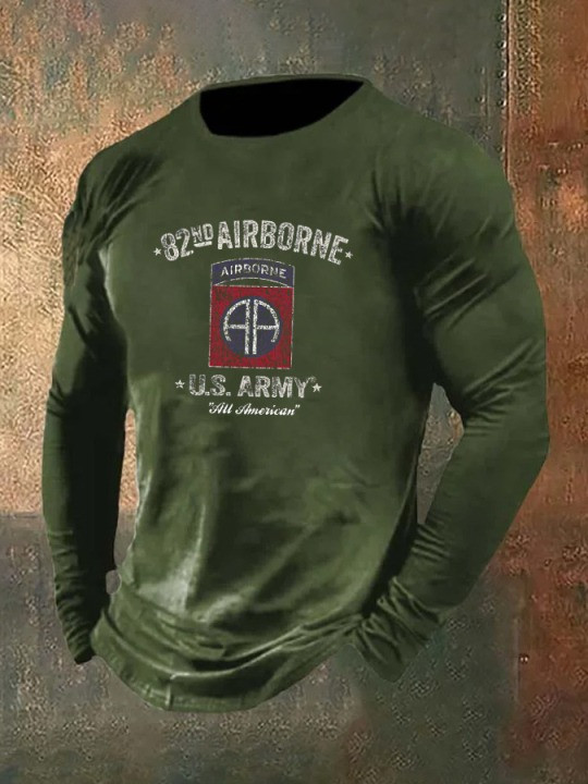U.S Army Merch Long Sleeve Shirt 82nd Airborne All American Commemorative Veteran Gifts