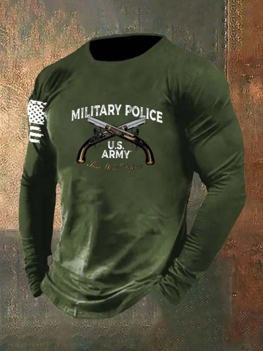 U.S Army Merch Long Sleeve Shirt Military Police Commemorative Veteran Gift Ideas