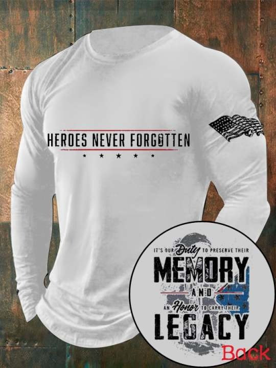 U.S Army Veteran Long Sleeve Shirt Heroes Never Forgotten Merch Tribute Gift Ideas
