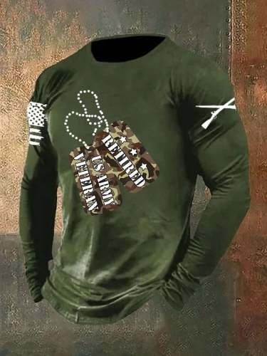 U.S Army Veteran Long Sleeve Shirt Retired Army Merch Tribute Gift Ideas