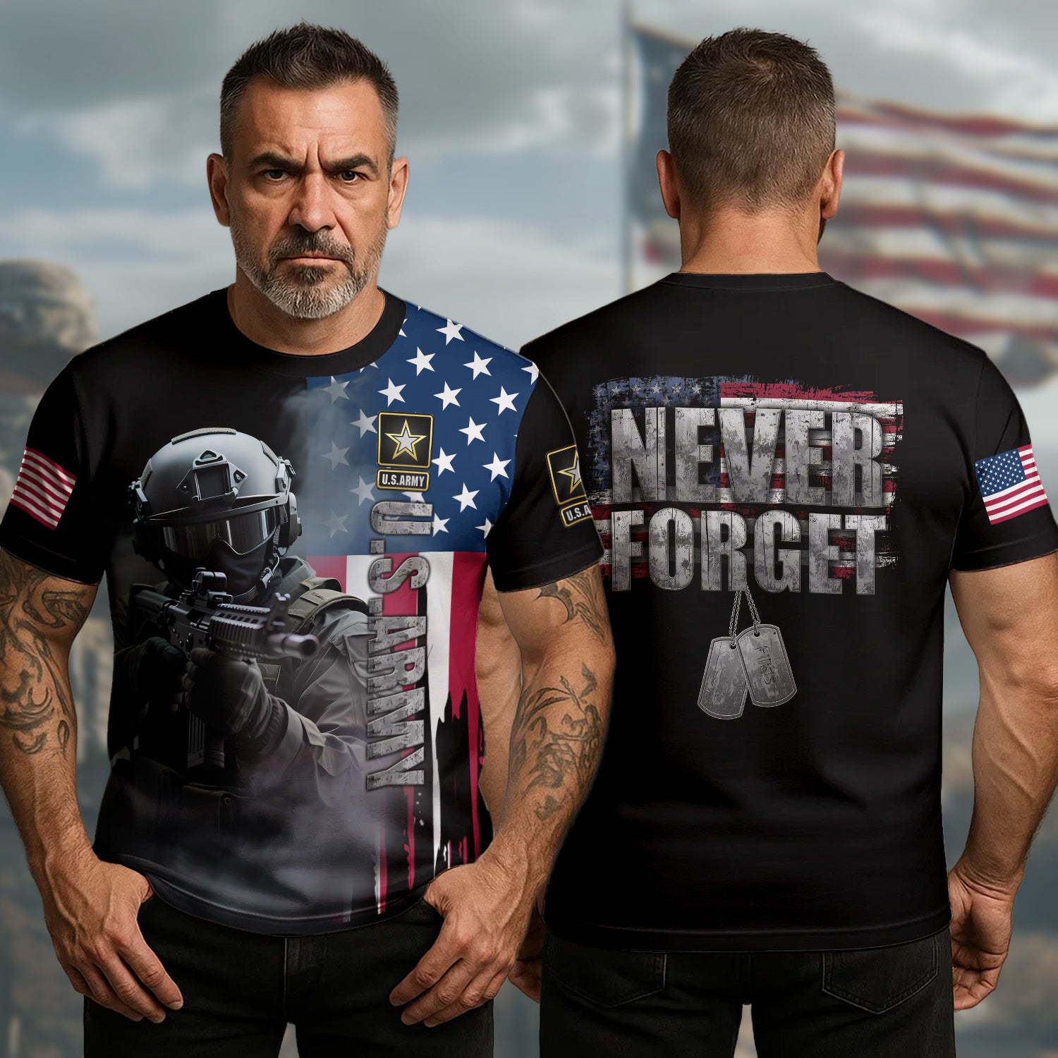 U.S Army Veteran Man Card T-Shirt Never Forget Honor Old Soldiers Proud Military Clothing
