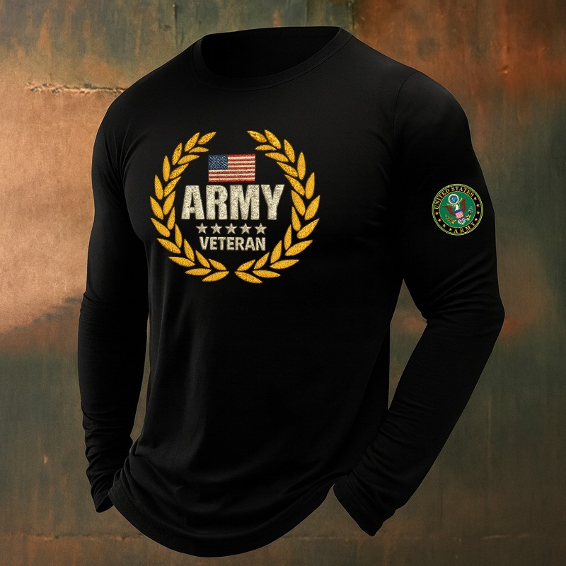 U.S Army Veteran Merch Long Sleeve Shirt Us Army Veteran Proud American Veteran Gift Ideas