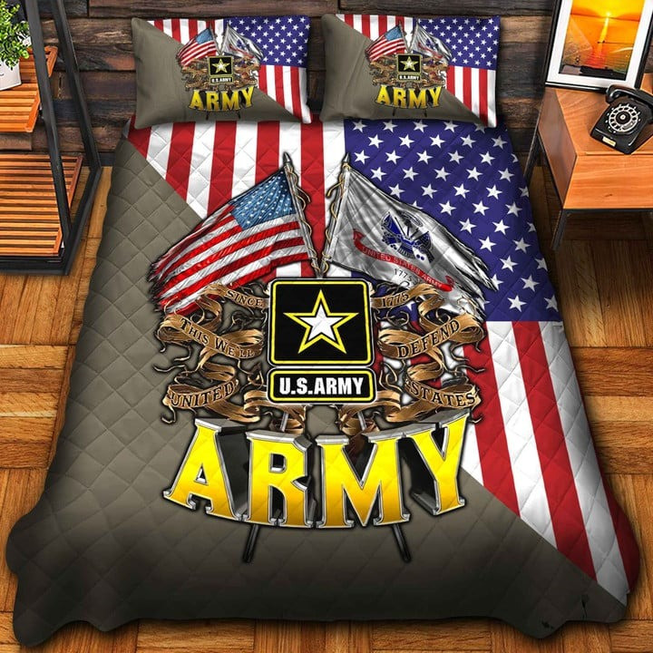 U.S Army Veteran Quilted Bedding Set Duvet Cover Bedspread Bedroom Decor Gifts For Wife