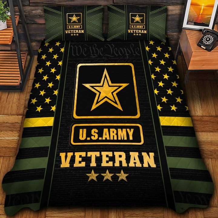 U.S Army Veteran Quilted Bedding Set Duvet Cover Bedspread Best Veteran Gifts