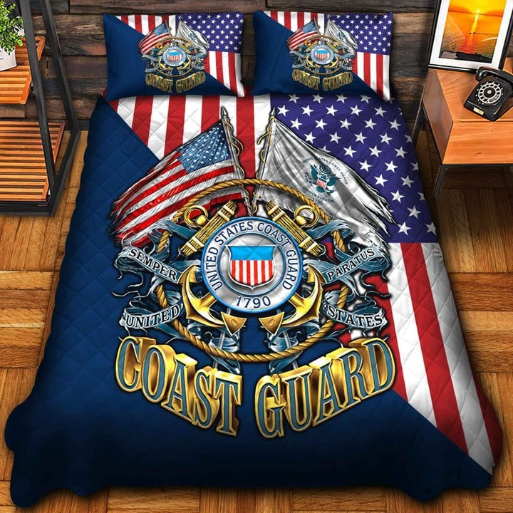 U.S Coast Guard Veteran Quilted Bedding Set Duvet Cover Bedspread Bedroom Decor Gifts For Wife