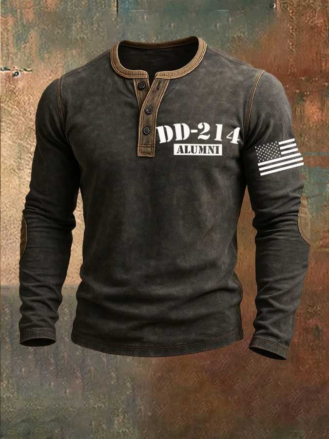 U.S DD-214 Alumni Button Long Sleeve DD214 Apparel Best Patriots Gifts For Veterans