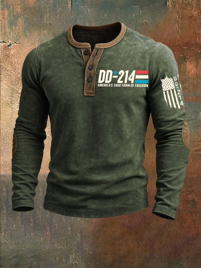 U.S DD-214 Veteran Button Long Sleeve America's True Form Of Freedom Best DD214 Man Card Shirt