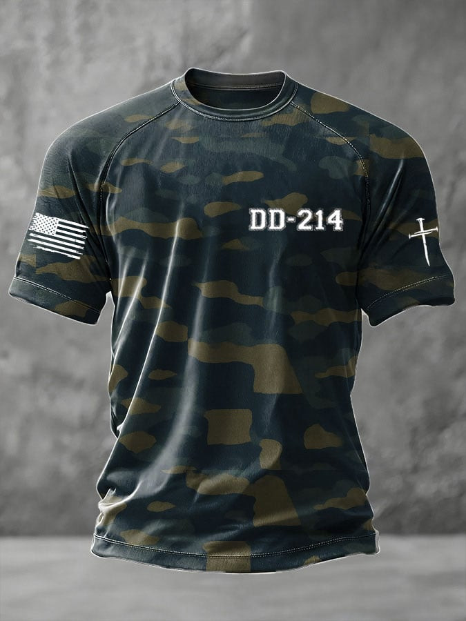 U.S DD-214 Veteran Faith American Flag T-Shirt Proud Veteran Merch Gifts For Dad