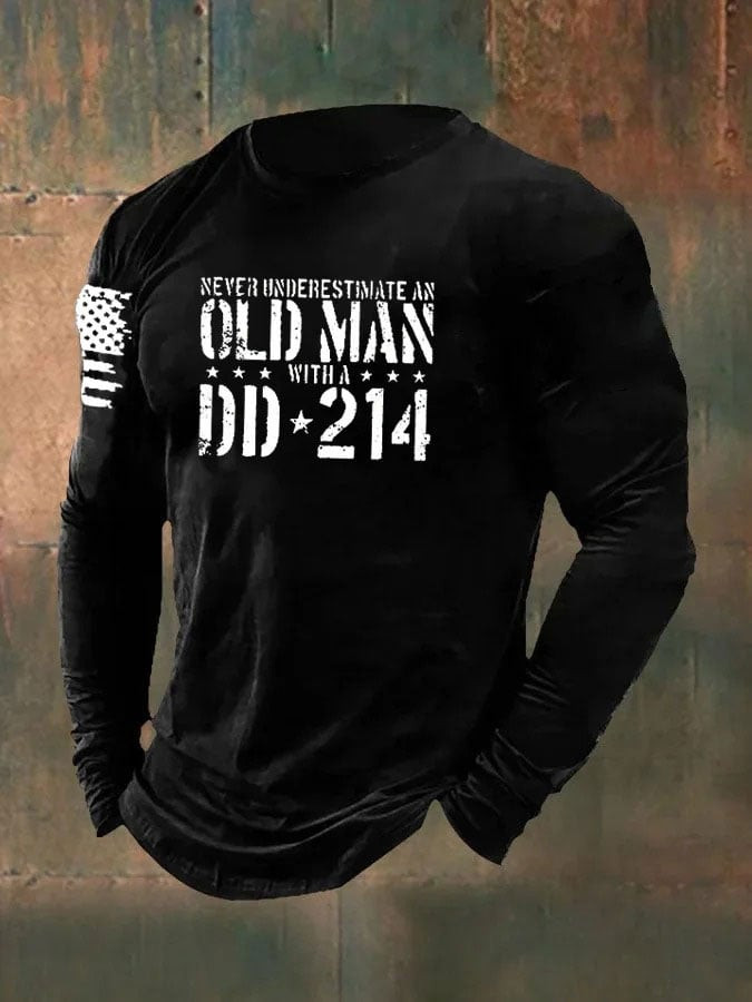 U.S DD-214 Veteran Long Sleeve Shirt Never Underestimate An Old Man With A DD214 Veteran Apparel