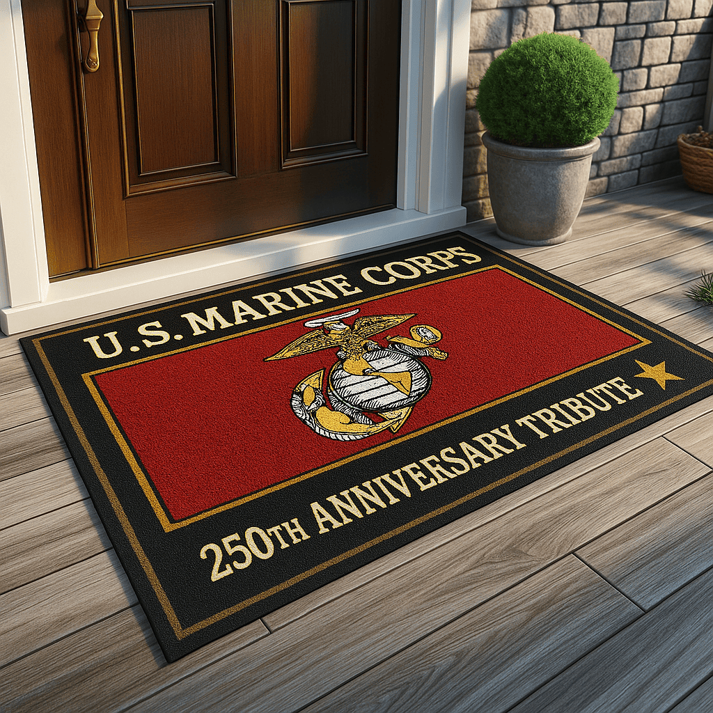 U.S Marine Corps Doormat 250th Anniversary Tribute Gift Welcom Mat Veterans Day Gift