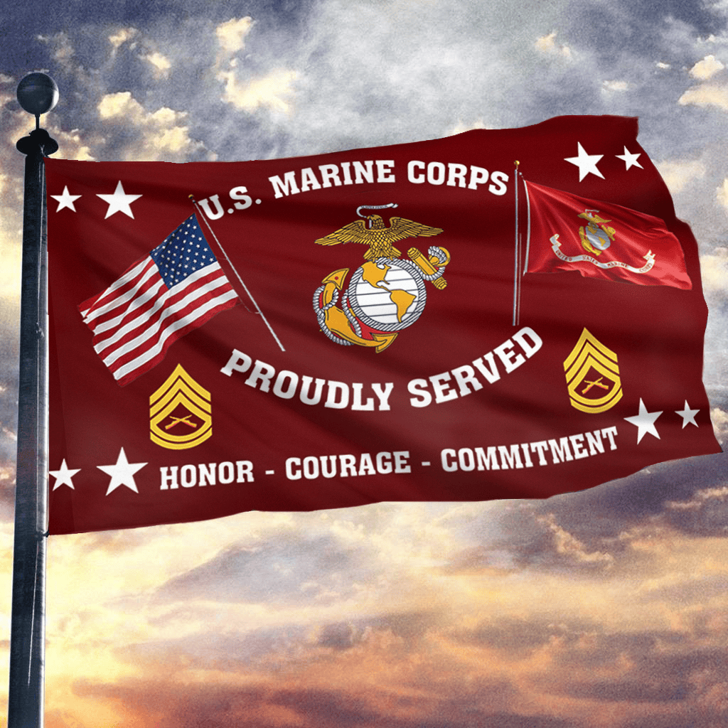 U.S Marine Corps Proudly Served Flag Honor Courage Commitment Unique USMC Merch Gifts