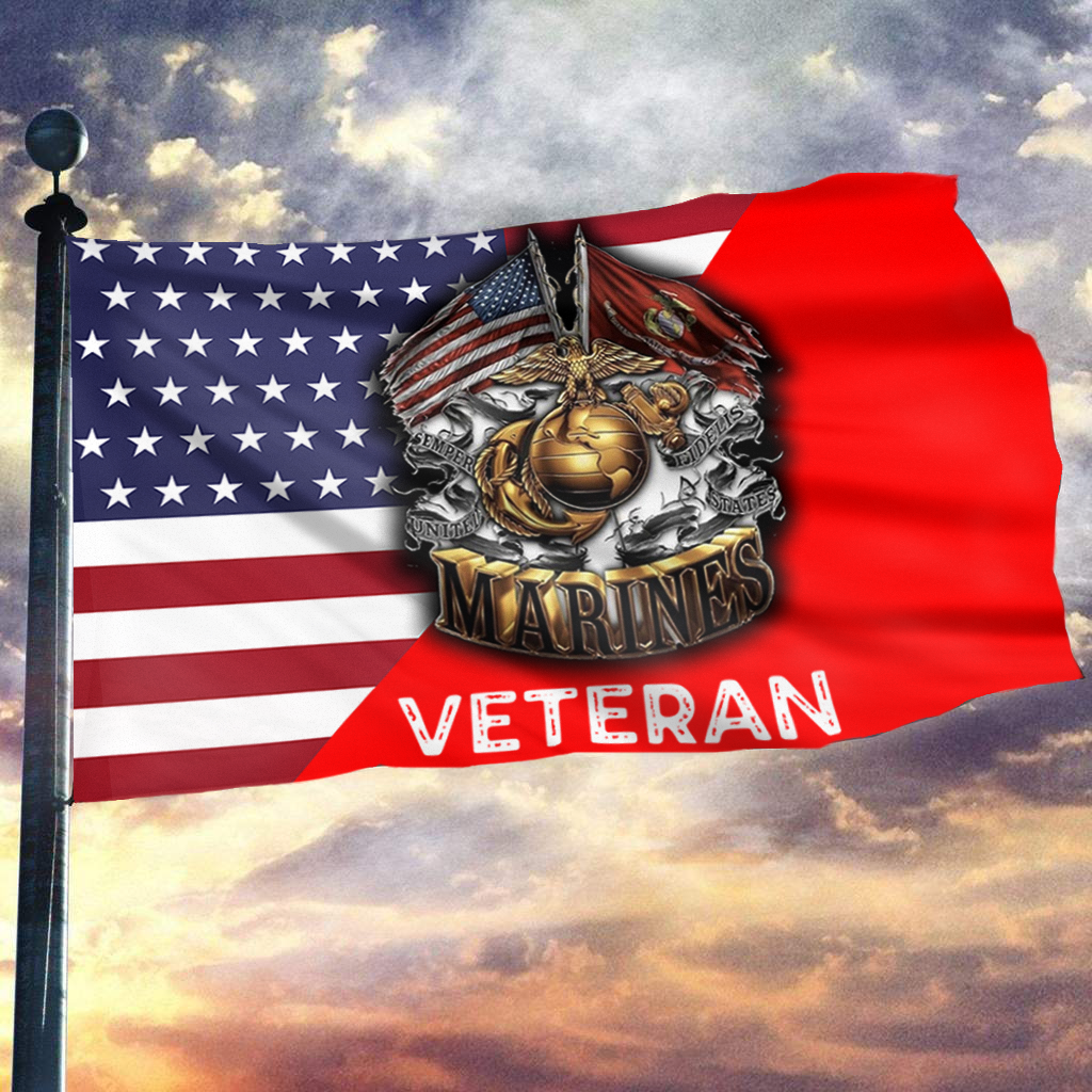 U.S Marines Veteran Flag United States Veterans Day Best Gift Ideas For Outside Decor