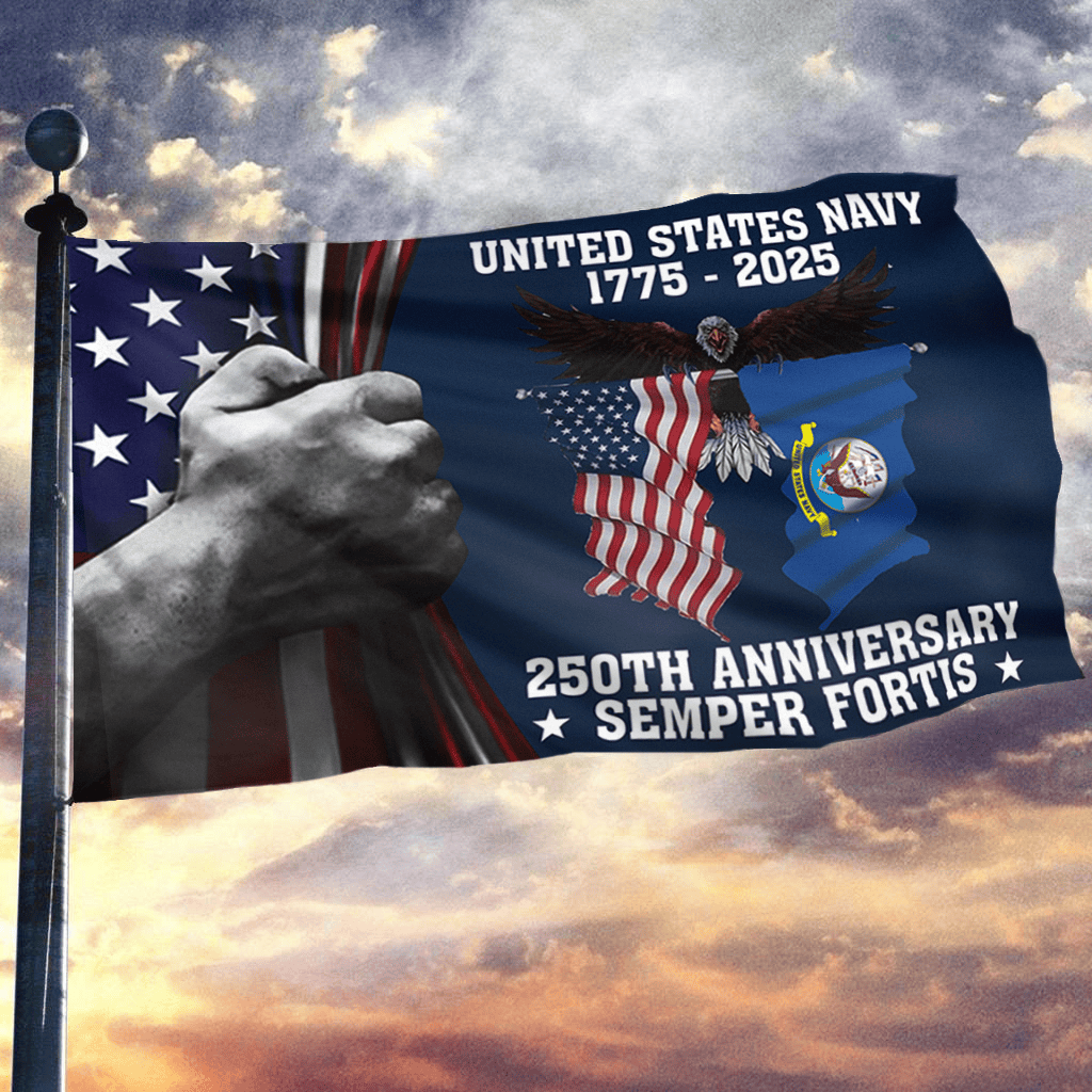 U.S Navy 250 Years Anniversary Flag Semper Fortis 1775 2025 Best Proud Decoration