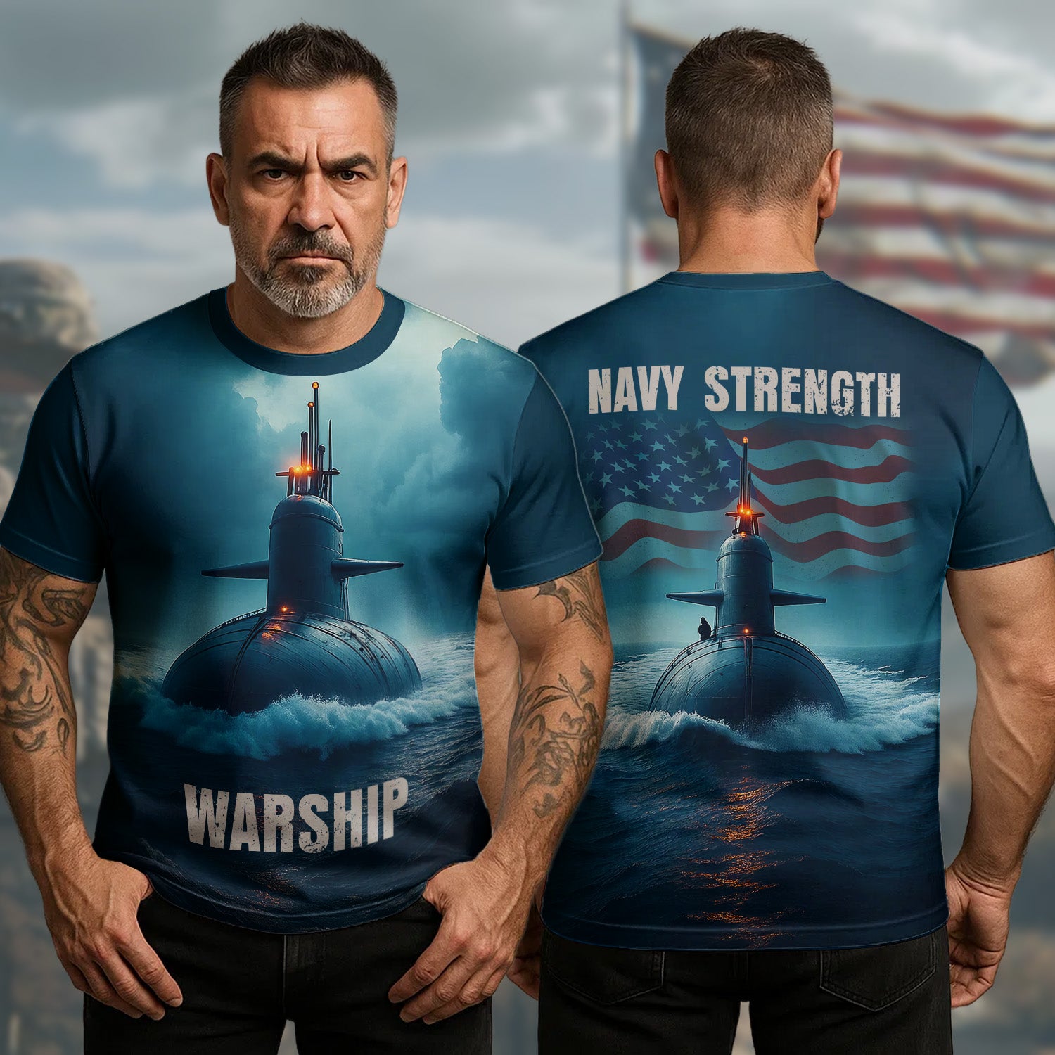 U.S Navy Veteran T-Shirt Navy Strength Warship Military Honoring Veteran Clothing