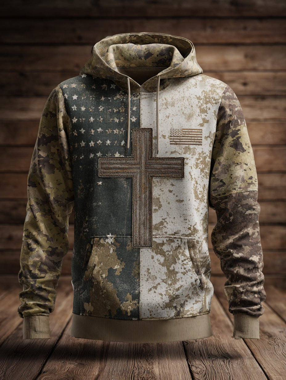 U.S Veteran Camo Hoodie Faith American Flag Freedom Fighter Clothing Veteran Gift Ideas