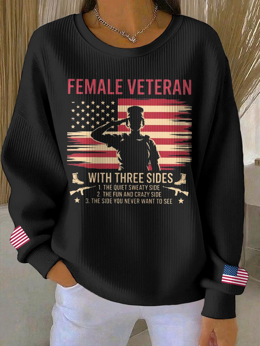 U.S Veteran Female Veteran Sweatshirt With Three Sides Merch Best Veteran Day Gifts