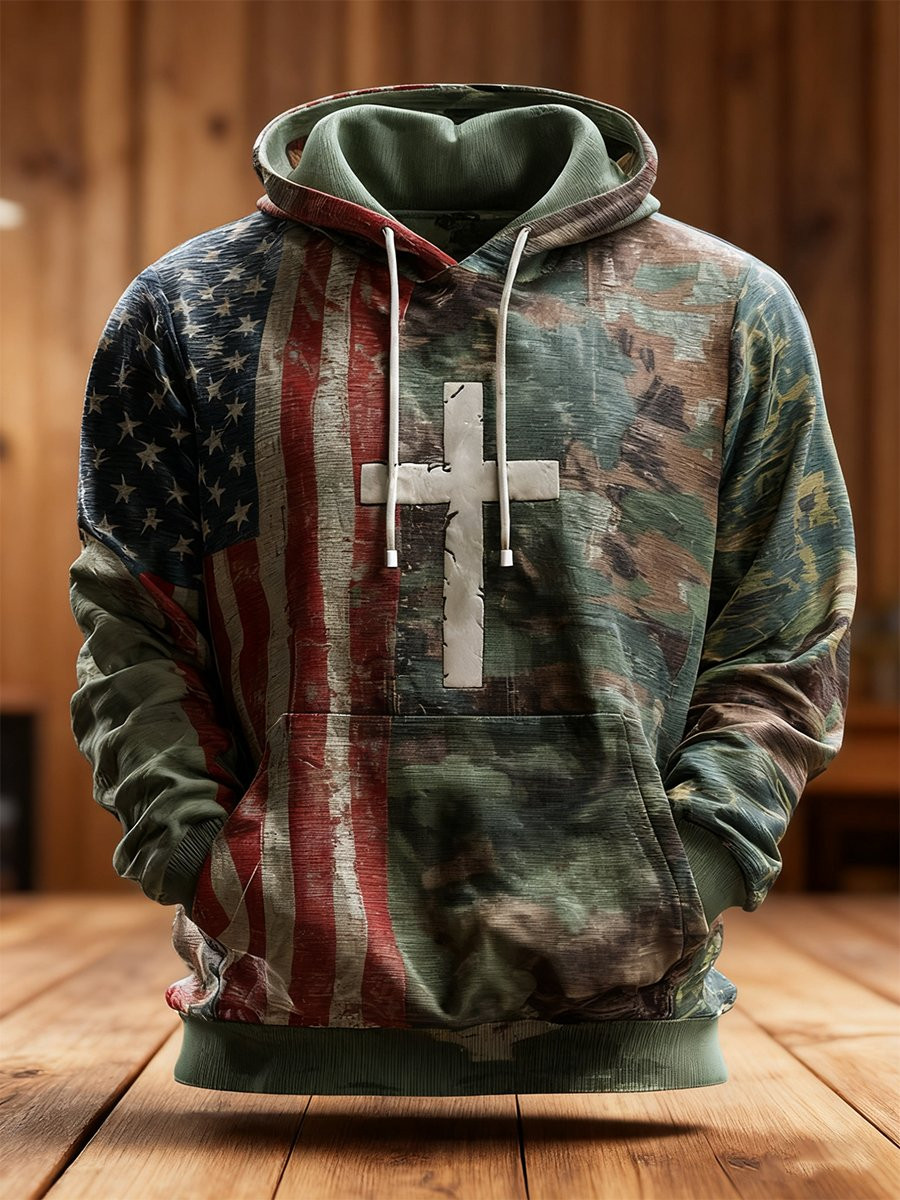 U.S Veteran Hoodie Faith American Flag Military Appreciation Clothing Cool Veteran Gifts