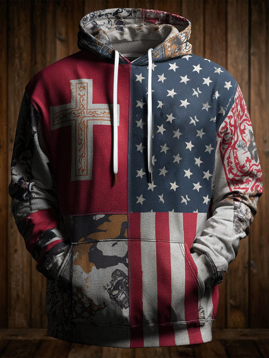 U.S Veteran Merch Camo Hoodie Faith American Flag Hoodie Veteran Gifts For Him