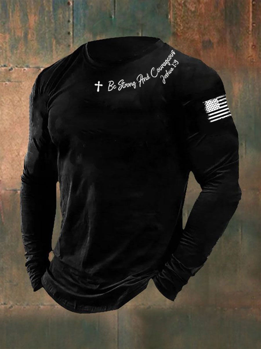 U.S Veteran Merch Long Sleeve Shirt Be Strong And Courageous Unique American Veteran Gifts