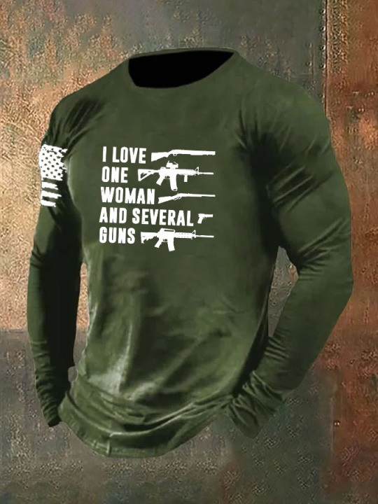 U.S Veteran Merch Long Sleeve Shirt I Love One Woman And Several Guns Best Veterans Shirt
