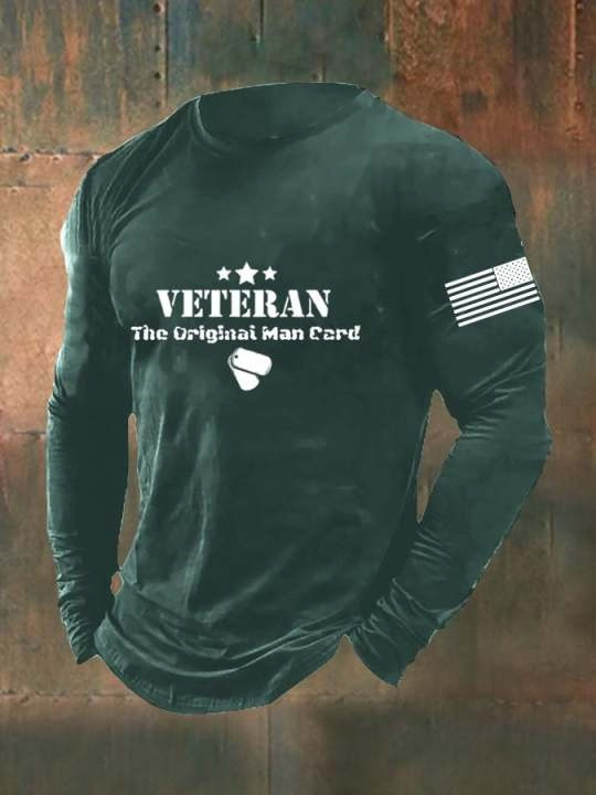U.S Veteran Merch Long Sleeve Shirt The Original Man Card DD214 Man Card Shirt